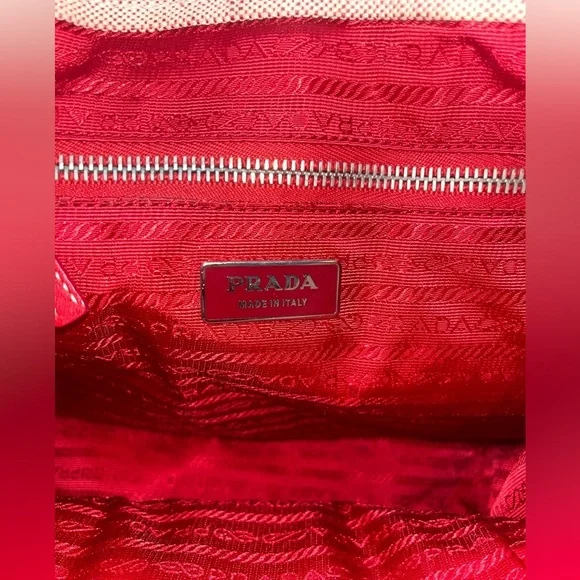 Prada Authentic Canvas Tote with Red Leather Trim - Picture 4 of 9